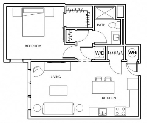 1 bed 1 bath 675 Sq. Ft. Verde Floor Plan at Hibernia Apartments, St Louis, 63139